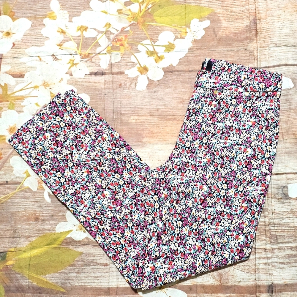 Rafaella Multicolor Floral Women's Cropped Pants Sz 12